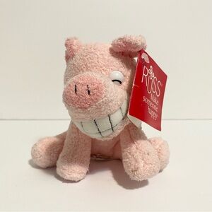 Russ Grinnies Pig Plush Bean Bag Stuffed Animal Pink Farm Barn Smile Toy 5โ